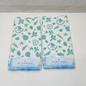 Best Brands Reversible Quilted Placemats - 4 Total Coastal Sea Shell 13"x18" NWT